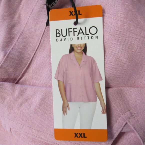 BUFFALO DAVID BITTON Linen Blend Button Front Shirt XXL Fidji Pink Top 2XL NWT - Picture 3 of 9